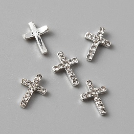 Alloy Rhinestone Cabochons, Nail Art Decoration Accessories, Cross