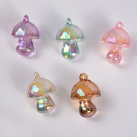 Bubble Style Transparent Acrylic Pendants, AB Color Plated, Mushroom