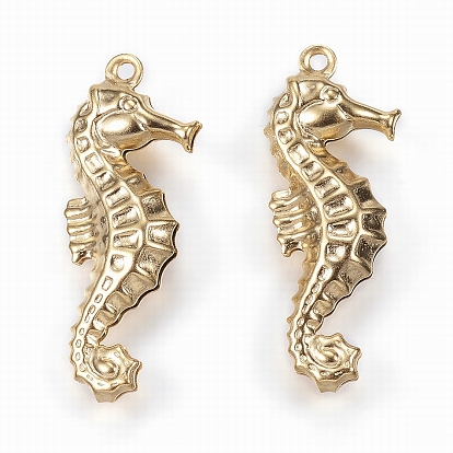 Ion Plating(IP) 304 Stainless Steel Pendants, Sea Horse