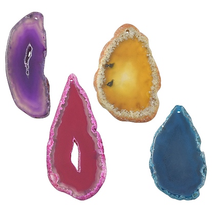 About 100G Natural Agate Pendants, Agate Slices, Dyed & Heated, Nuggets Charms