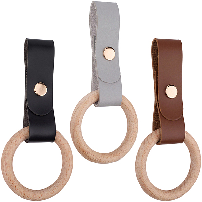 3 шт. 3 цвета держатель для полотенец из искусственной кожи, с деревянными брелоками и застежками