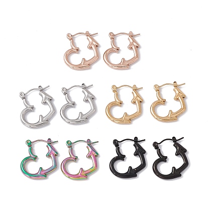304 Stainless Steel Heart with Arrow Hoop Earrings for Women Ion Plating(IP)