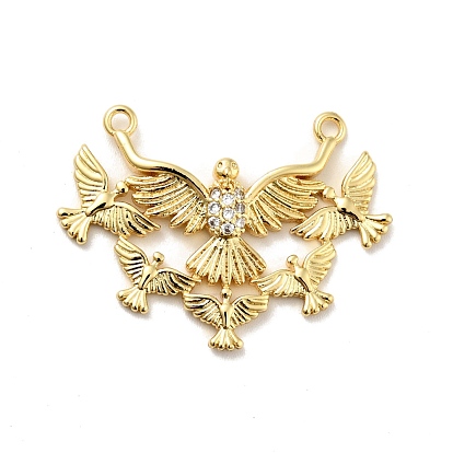 Placage de crémaillère en laiton micro pavé pendentifs en zircone cubique claire, plaqué longue durée, sans plomb et sans cadmium, pigeon