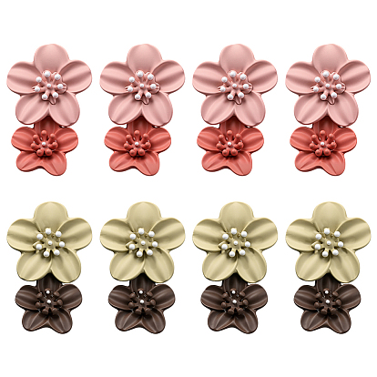 4 пары 2 цветные серьги-гвоздики из цинкового сплава и смолы, цветок