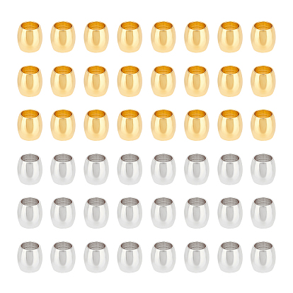 80шт. 2 цвета 202 европейские бусины из нержавеющей стали, баррель, бусины с большим отверстием