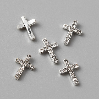 Alloy Rhinestone Cabochons, Nail Art Decoration Accessories, Cross