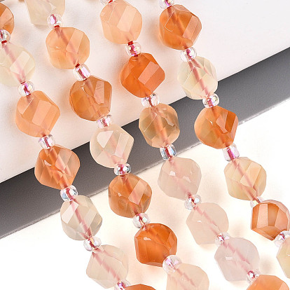 Естественный желтый агат бисер нитей, твист, граненые, с бисером