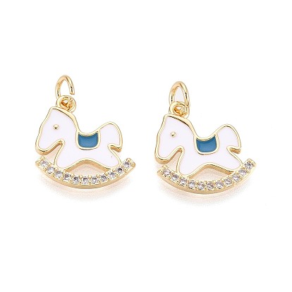 Подвески из латуни с микропаве из кубических цирконий и эмали, конек, с целью перехода в кольце, реальный 18 k позолоченный