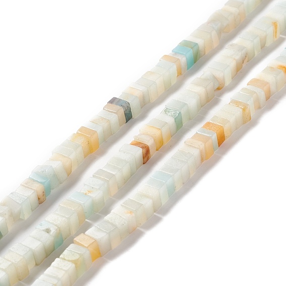 Brins de perles d'amazonite de fleurs naturelles, cube