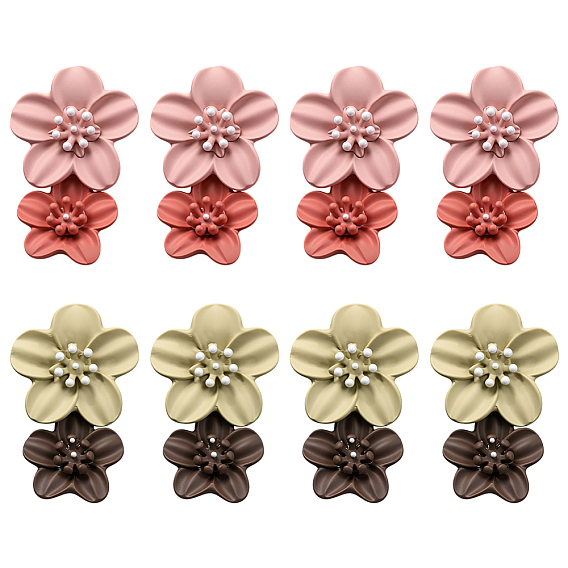 4 пары 2 цветные серьги-гвоздики из цинкового сплава и смолы, цветок