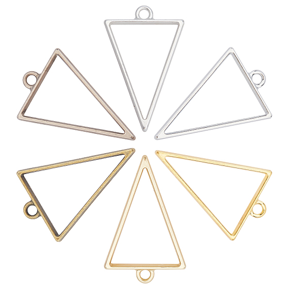 Matte Style Rack Plating Alloy Triangle Open Back Bezel Pendants, For DIY UV Resin, Epoxy Resin, Pressed Flower Jewelry, Lead Free & Nickel Free
