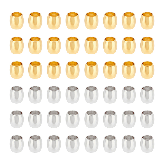 80шт. 2 цвета 202 европейские бусины из нержавеющей стали, баррель, бусины с большим отверстием