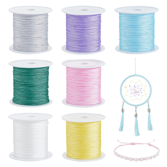 7 rollos 7 cordón de nudo chino de nailon de colores, Cordón de nailon para joyería para hacer joyas.