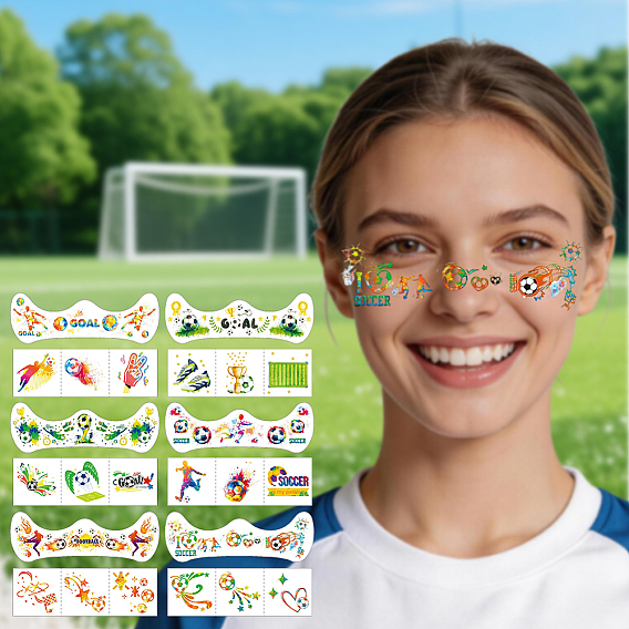Papel de transferencia de agua autoadhesivo, pegatinas de caras de fútbol