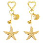 2 шт. 304 подвесные украшения из нержавеющей стали в виде морских звезд, с застежками из сплава в форме сердца