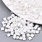 FGB 2-Hole Glass Seed Beads, Opaque Colours Rainbow, Rectangle
