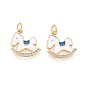 Подвески из латуни с микропаве из кубических цирконий и эмали, конек, с целью перехода в кольце, реальный 18 k позолоченный