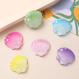 Кабошоны из прозрачной смолы градиентного цвета, с блеском порошок, формы раковины