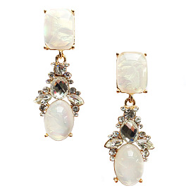 Minimalist Leaf-Shaped Crystal Pendant Alloy Earrings Jewelry Set