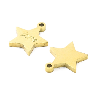 Ion Plating(IP) 316L Surgical Stainless Steel Charms, Star with Word Love Charm