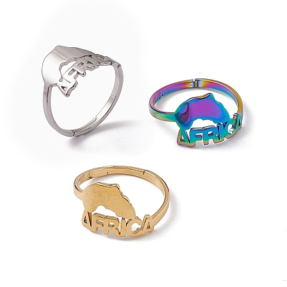 201 Stainless Steel Africa Map Adjustable Ring for Women