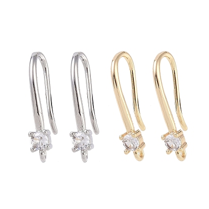 Латунь микро проложить кубического циркония серьги крючки, рыболовный крючок