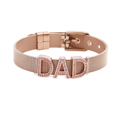 Stainless Steel Watch Bracelet - Adjustable Alphabet Chain for Father's Day Gift
