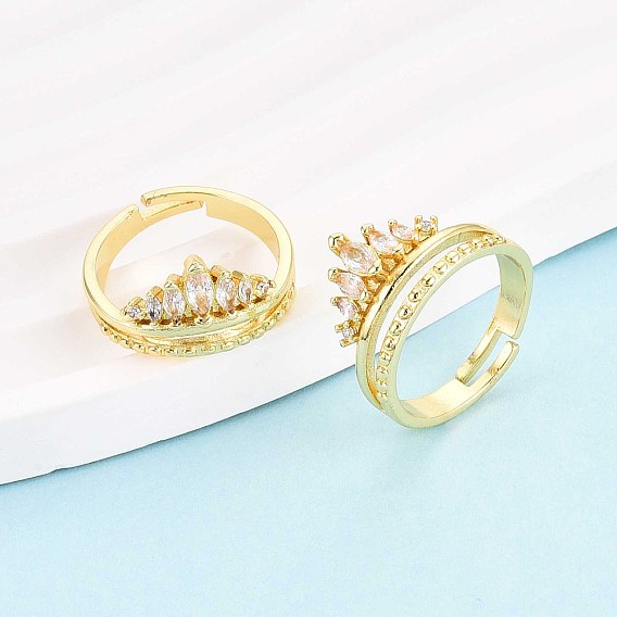 Манжеты из латуни с микро паве кубический цирконий для женщин, корона