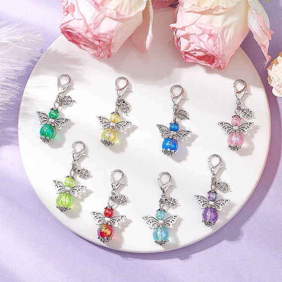 Акриловые подвесные украшения ангела, с цинковым сплавом застежками омаров коготь