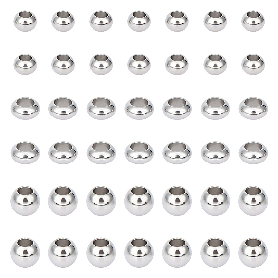 60 шт. 3 стили рондель 201 европейские бусины из нержавеющей стали, бусины с большим отверстием