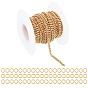 ARRICRAFT Brass Curb Chains, Twisted Chains, Soldered, Long-Lasting Plated, Real 18K Gold Plated, with Spool, Brass Open Jump Rings