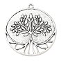 Tibetan Style Alloy Big Pendants, Flat Round with Tree of Life Charms