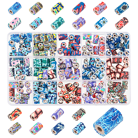 CHGCRAFT 200Pcs 20 Colors Handmade Polymer Clay Beads, Column with Jewelry Crafts Pattern