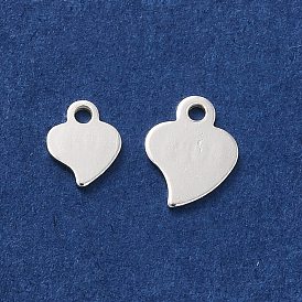 925 Sterling Silver Chain Extender Drop, Chain Tabs, Heart Charms, with S925 Stamp