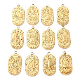 304 подвески из нержавеющей стали, со стразами, овал с подвеской в виде созвездия, реальный 18 k позолоченный