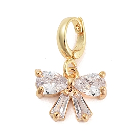 Brass with Cubic Zirconia Charms, Bowknot Charms
