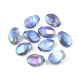 Electroplate Glass Charms, Oval