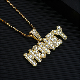 Hip-hop Alloy Rhinestones Word Honey Pendant Necklace