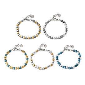 Браслеты-цепочки из искусственного гематита в форме сердца для женщин, с 304 фурнитурой из нержавеющей стали