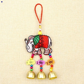 Elephant/Owl Cloth Hanging Wind Chimes Decor, with Wood Bead, for Home Hanging Ornaments