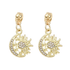 Серьги-гвоздики из сплава с кристаллами и стразами, с 304 серьгами из нержавеющей стали, золотые