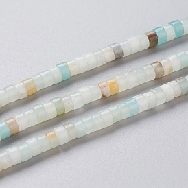 Natural Flower Amazonite Beads Strands, Heishi Beads, Flat Round/Disc