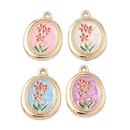 Подвески из эмали и сплава, овальные, золотой свет