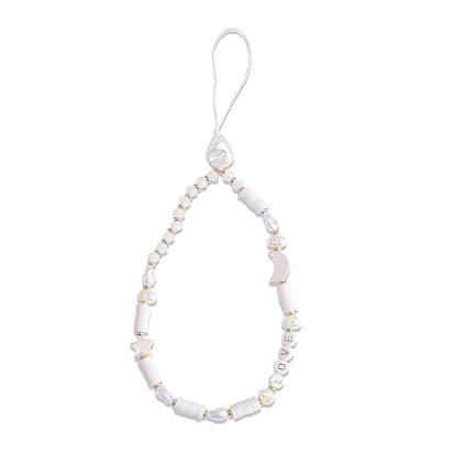 Ремешок для мобильного телефона с цепочкой в виде луны, звезд и дисков, ремешок на запястье для мобильного телефона из акрила и абс-пластика и стекла, защищающий от потери, для кошелька для ключей от машины телефонные принадлежности