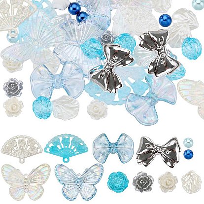 Набор для поиска поделок для изготовления ювелирных изделий, в том числе пластиковый лист, пластиковая бабочка и акриловые подвески-веера, акриловый цветок, кабошоны из пластикового мишки