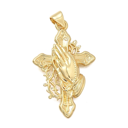 Латунные подвески, крест с молящейся рукой, без кадмия и без свинца, стойки покрытие, долговечный