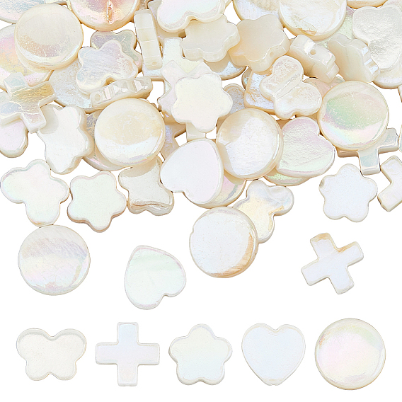 70 шт. 5 стили наборы бусин из натуральных белых ракушек