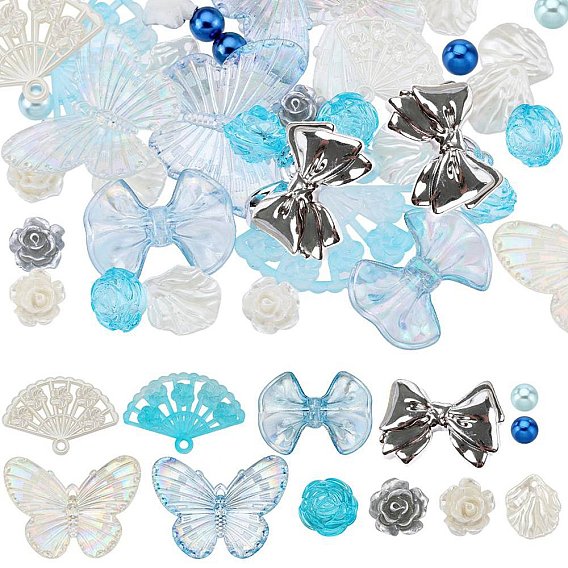 Набор для поиска поделок для изготовления ювелирных изделий, в том числе пластиковый лист, пластиковая бабочка и акриловые подвески-веера, акриловый цветок, кабошоны из пластикового мишки