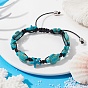 Synthetic Turquoise Starfish & Turtle Braided Bead Bracelet, with Polyester Cord