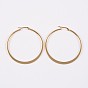 304 Edelstahl Creolen Ohrstecker , flache Ringform, hypoallergene Ohrringe
